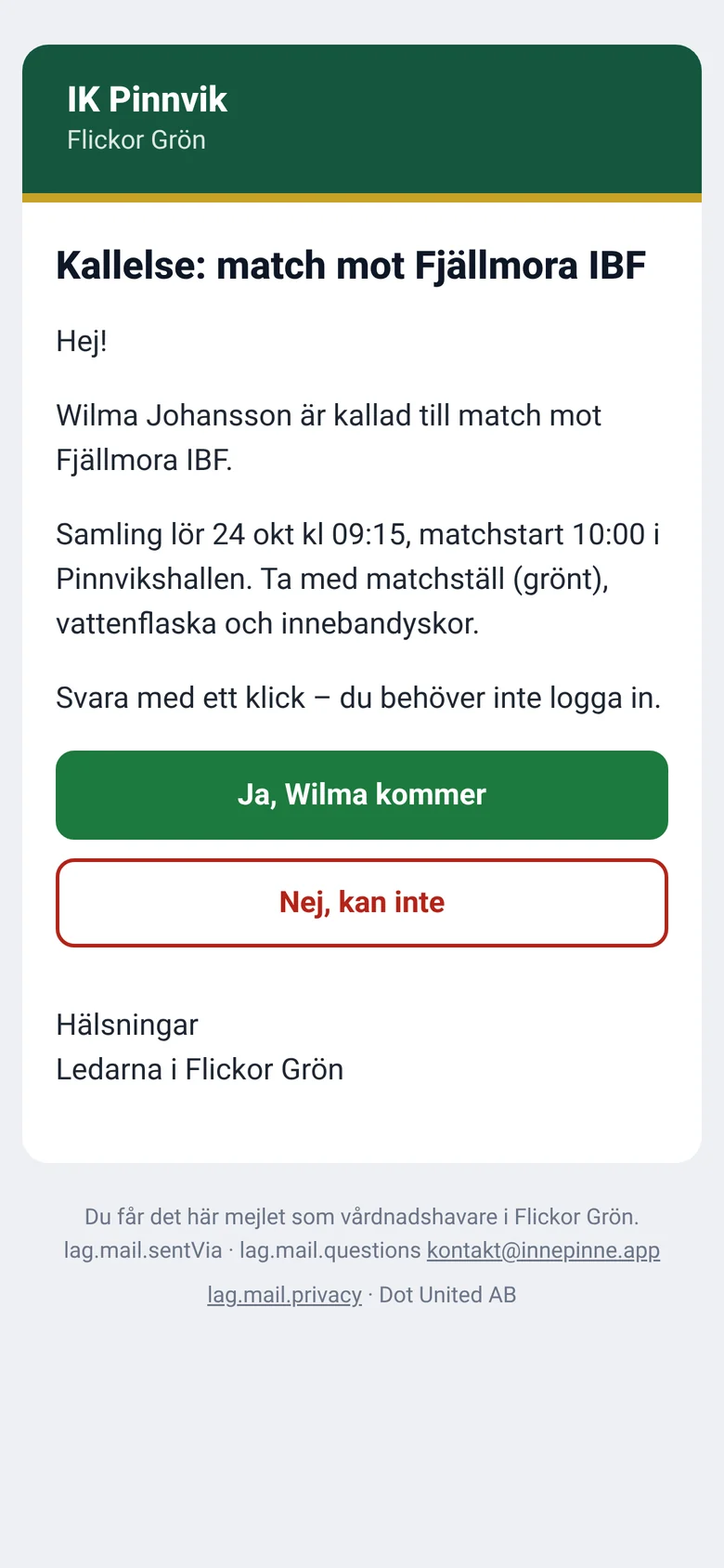 Call-up as an HTML e-mail